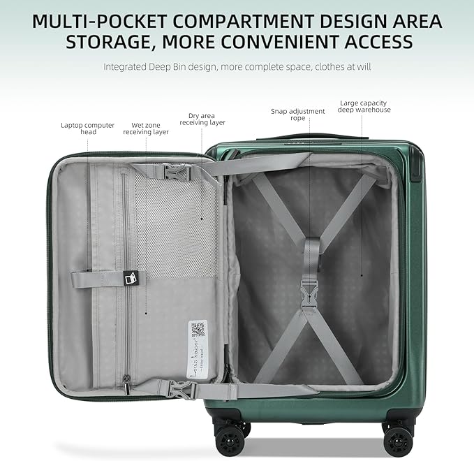Carry On Luggage, 20Inch & 29 Inch Top Opening Airline Approved ABS+PC Hard Shell Suitcases with Silent Wheels, TSA Lock,Front Pocket and Wet-dry Separated Six-piece Set