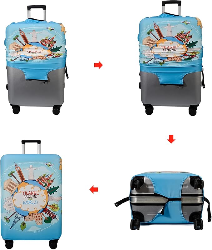WUJIAONIAO Travel Luggage Cover Baggage Suitcase Cover Protector Skins 18-32 Inch (ocean, S (for 18-20 inch luggage))