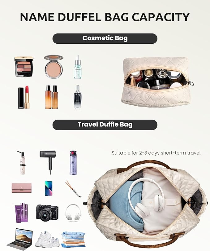 Gifts for Teen-Girls-Initial Duffle Bag with Shoe Compartment, Personalized Weekender Bag, Monogram Overnight Bag, Travel Bag with Makeup Bag，Birthday Gift Graduate Gifts for Her (Letter H)