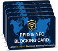 SaiTech IT 5 Pack RFID Blocking Card NFC Contactless Debit/Credit Card ATM Passport Protector ideal for Men & women slim with World map design perfectly fit in wallet - Blue