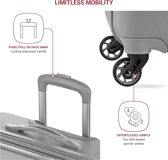 SwissGear 7366 Hardside Expandable Luggage with Spinner Wheels, Grey, Checked-Large 27-Inch