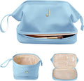 Makeup Bag for Women, Personalized Double Layer Cosmetic Bag with Makeup Brush Organizer, Waterproof, Large Capacity PU Leather Travel Toiletry Bag Gift Gift for Mom，Personalized Gifts
