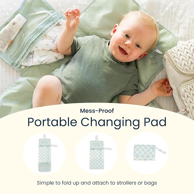 Tiny Twinkle Portable Diaper Changing Pad-Foldable Waterproof Changing Mat&Portable Changing Pad for Travel,Baby Changing Station with Smart Wipes Pocket&Storage (Boho Rainbow)