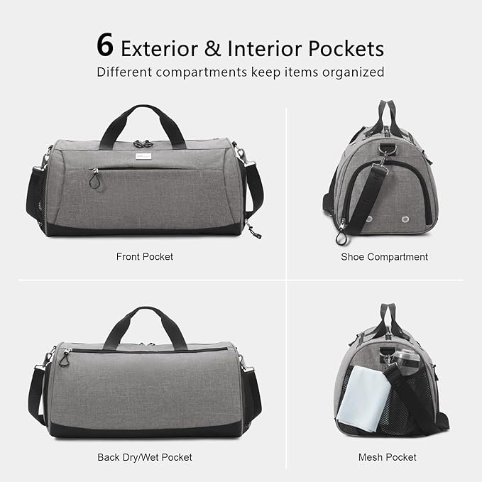 TOPDesign Gym Bag for Women, Duffel Bag with Shoe Compartment & Wet Pocket for Travel Sports (M Flower)