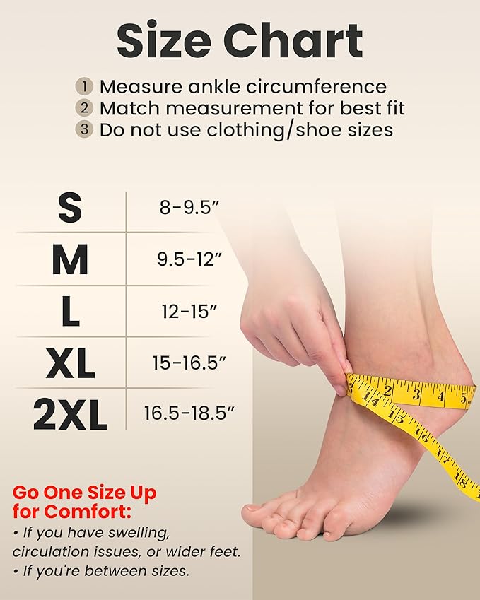KEMFORD Ankle Compression Sleeve - Plantar Fasciitis Braces - Open Toe Compression Socks for Swelling, Sprain, Neuropathy, Foot Arch Support for Men and Women - 20-30mmhg, XL, Black