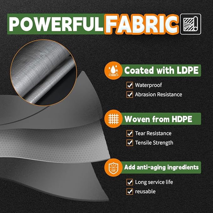 RAINDEWAY Tarps Heavy Duty Waterproof 7x7 Feet (2 Pack), 10Mil Multipurpose Poly Tarp Cover with Metal Grommets and Reinforced Edges, Silver/Brown Tarp