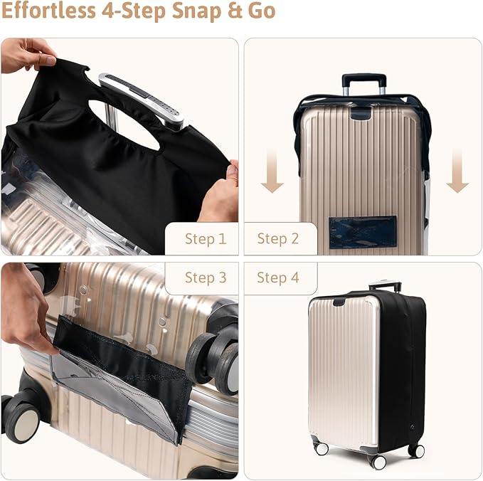 OrgaWise Clear Luggage Cover, For Suitcase Tsa Approved Transparent TPU Suitcase Cover Protector Fit 20-22 Inch Luggage