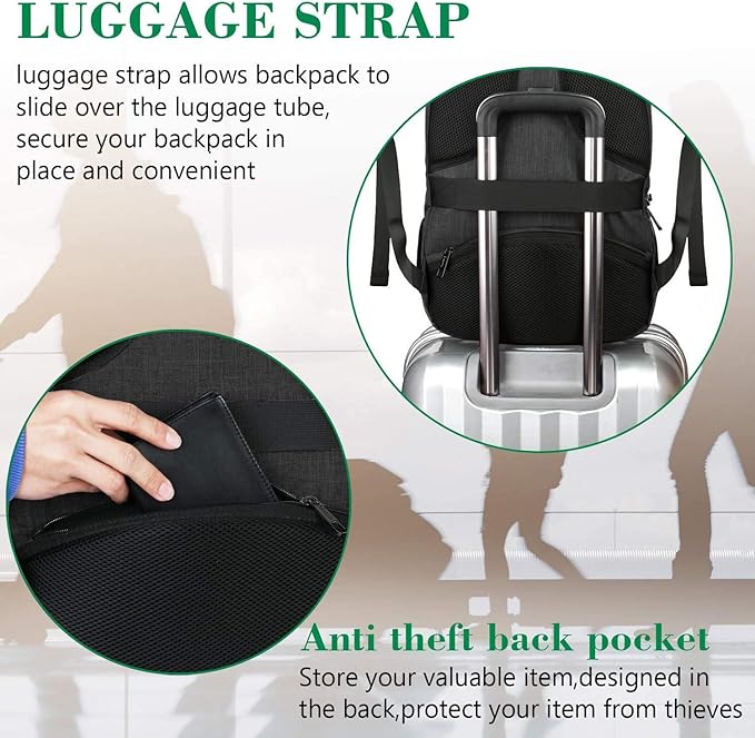 MATEIN Extra Large Travel Backpack, TSA Friendly 18.4 Inch Laptop Backpack with USB Charging Port, Anti Theft Flight Approved Business Work College Computer Big Bag for Women Men, Black