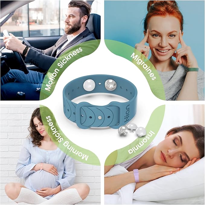 Motion Sickness Bands Sea Sickness Wristbands Acupressure Nausea Wristband/,Natural Relief of Nausea Headaches,Insomnia,Anxiety,Sleep Aid, Morning Sickness,Motion Sickness-（Black+Ink ）