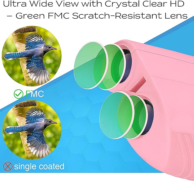 12x25 Compact Binoculars for Adults & Kids, High Powered Lightweight Waterproof Binoculars with Large Eyepiece, Low Light Vision for Bird Watching, Hunting, Travel, and Sightseeing