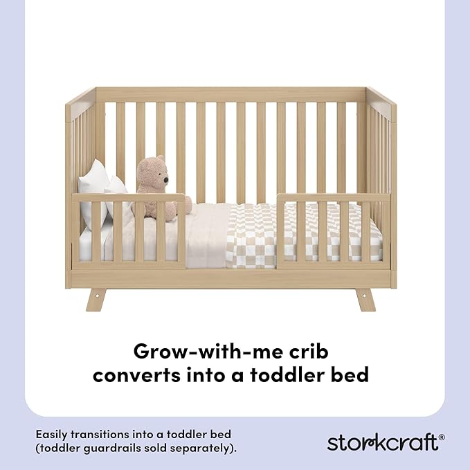 Storkcraft Beckett Grow-with-Me Convertible Crib (Driftwood) – GREENGUARD Gold Certified, Converts to Toddler Bed & Daybed, Fits Standard Crib Mattress, Easy-to-Assemble
