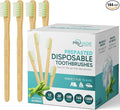 144 Pack Disposable Bamboo Toothbrushes with Toothpaste Built in - Prepasted Toothbrushes Individually Wrapped - Single Use Waterless Tooth Brush with Soft Bristles for Work, Camping, Travel