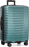 U.S. Traveler Boren Polycarbonate Hardside Rugged Travel Suitcase Luggage with 8 Spinner Wheels, Aluminum Handle, Teal, Checked-Medium 26-Inch