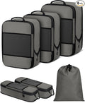 6 PCS Set Compression Packing Cubes for Travel, Lightweight Packing Organizer Bags Travel Essentials for Carry On, Suitcase, Home Closet - Grey