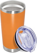 20 oz Tumbler Coffee Tavel Tumblers Bulk with Lid Stainless Steel Double Wall Vacuum Insulated Mug Powder Coated Cups fit Car Cupholder for Hot and Cold - Orange, 1Pack