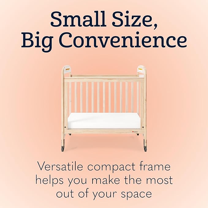 Foundations Serenity 3-Panel Clearview Compact Crib, Fixed-Side, Natural Wood