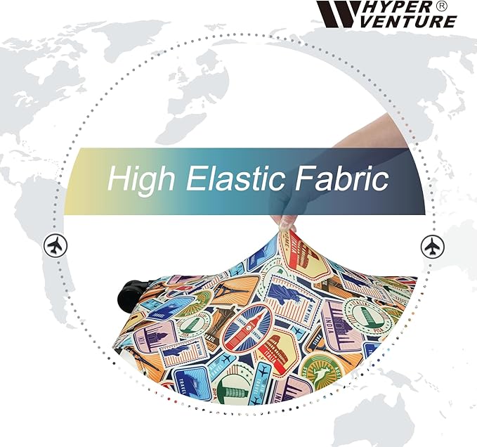 HYPER VENTURE Washable Luggage Cover - Fashion Suitcase Protector Fits 27-30 Inch Luggage (World Voyage, L)