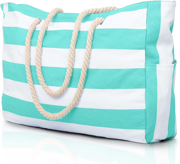 Becokan Beach Bags for Women Large Waterproof Beach Tote Bag Zipper Beach Bags Waterproof Sandproof Swim Pool Bag Large Tote