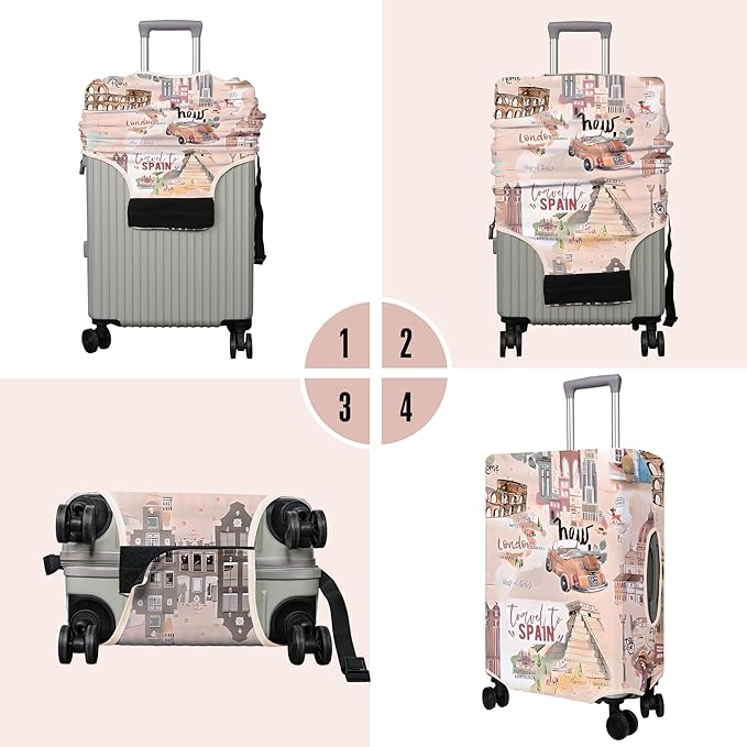 Travel Luggage Cover Suitcase Protector Fits 18-32 Inch Wheel Covers PatternedTravel Related Items Flower Luggage Protector Elastic S