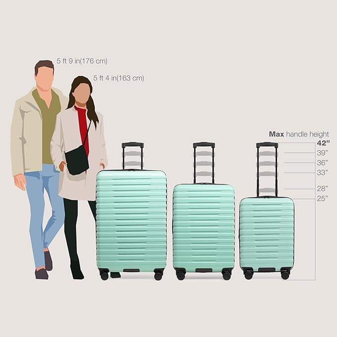 U.S. Traveler Boren Polycarbonate Hardside Rugged Travel Suitcase Luggage with 8 Spinner Wheels, Aluminum Handle, Mint, Checked-Large 30-Inch