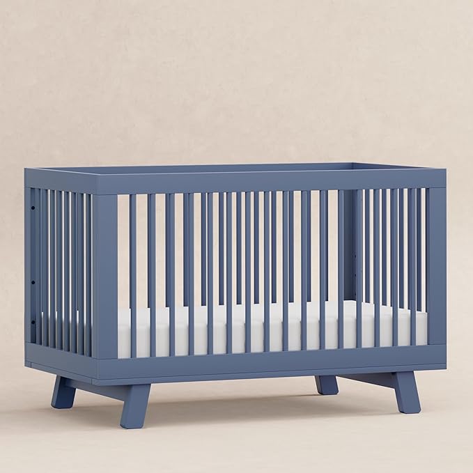 babyletto Hudson 3-in-1 Convertible Baby Crib - GREENGUARD Gold Certified Convertible Crib to Toddler Bed and Daybed - Wooden Baby Bed with 4 Adjustable Mattress Heights - Easy Assembly - Cove Blue