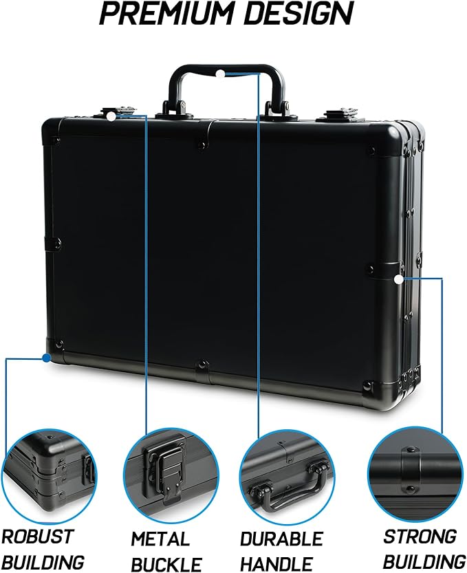 15 slots Watch organizer Case, Aluminum watch storage box, hard watch travel box, padded case for watch display and organization