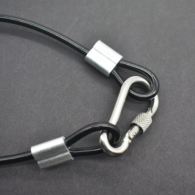 5 Pcs 5mm Wire 48 inch Vinyl Coated Stainless Steel Cable with Loops Short Wire Rope Lanyard Lock Security Chain Link for Outdoor Gates, Black(5mm x 48inch)