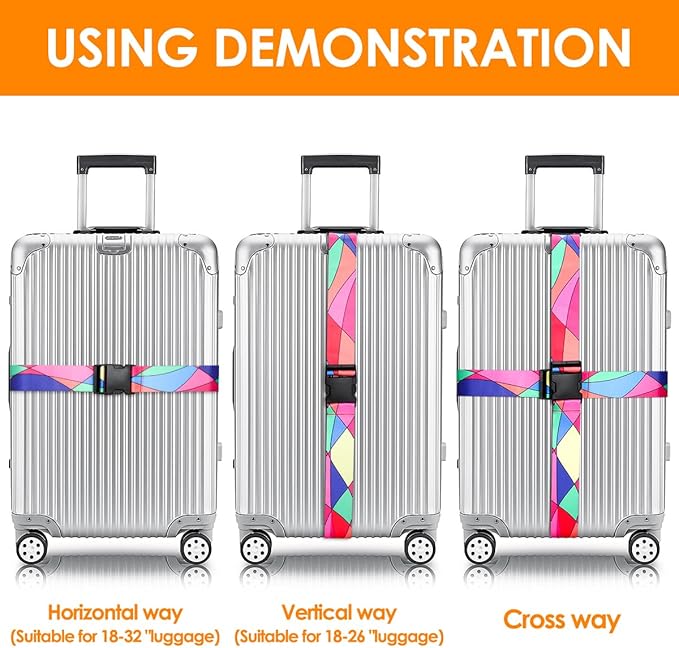 Adjustable Travel Luggage Strap Suitcase Belt Travel Bag Accessories 1.96 in W x 6.23 ft L