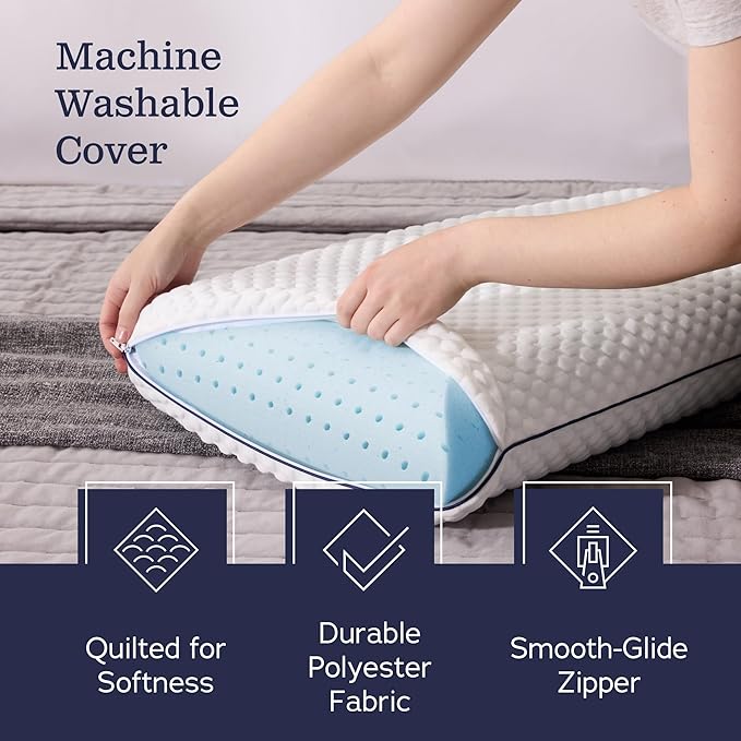 WEEKENDER Gel Memory Foam Pillow - King Size - 2-Pack - Medium Plush Feel - Neck & Shoulder Support - For Back, Side, & Stomach Sleepers - Home, Hotel, & Hospital Essentials