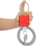 Adjustable Cable Locks with 3 Keys | 6.56ft L x 1/6in D Aluminum Steel Cable Padlock for Bikes, Gate, Lockers & Outdoor Gear | Keyed Different & Red