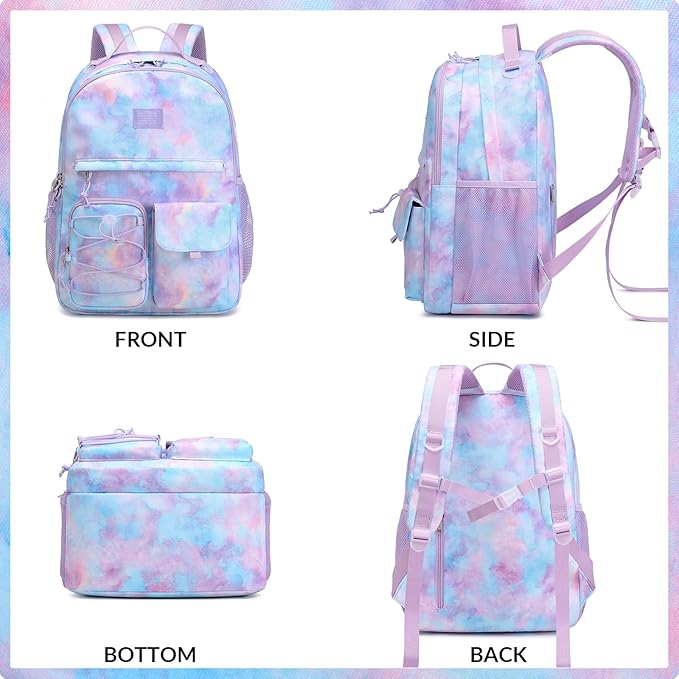 Lohol Galaxy Backpack for Kids Teen Girls, Casual Daypack with Anti Theft Pocket for Travel School (Galaxy C)