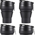 2PACK Collapsible Coffee Cup, 20 OZ 600ml Silicone Folding Camping Mug, Leak Proof BPA Free Portable Sport Bottle with Lids for hiking, Microwave & Dishwasher Safe (Black)