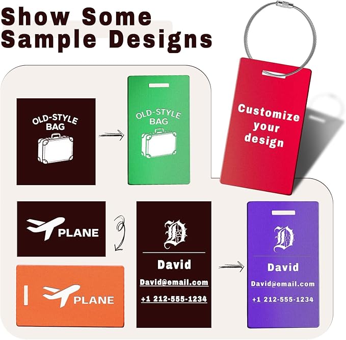 4PCS Personalized Luggage Tags for Travel Durable Aluminium Luggage Tags for Suitcases Custom Bag Tags for Backpacks Heavy Duty Personalized Name Tags for Birthday Gifts(Small,Green)
