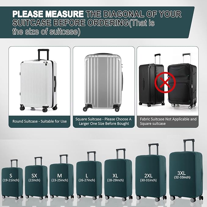 Travel Luggage Cover Suitcase Protector Scratch-Resistant Fit 19-31 Inch Suitcase, Not Included Suitcase (Avocado Green, S(19-21 inch))
