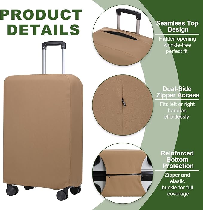 PATIKIL Luggage Cover, Suitcases Covers Elastic Carry on Cover Protector Washable Scratch-Resistant Fits 26-27 Inch Luggage for Travel Business Trips, Khaki