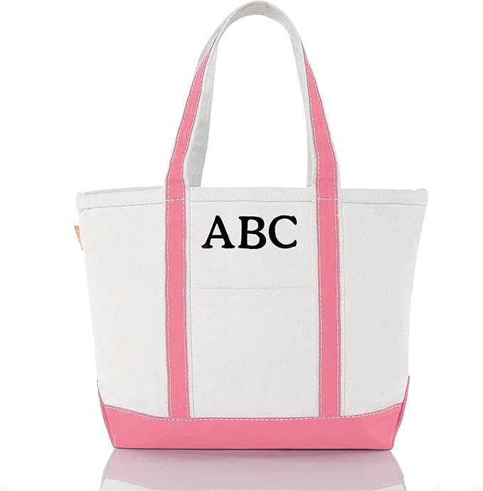 CB STATION Medium Classic Canvas Tote Bag for Women, Top Zipper Closure, Outer Pocket, Daily Essentials, Groceries, Traveling