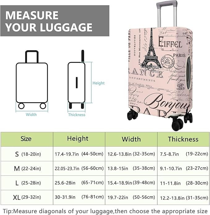 Travel Luggage Cover Suitcase Protector Fits 18-32 Inch Wheel Covers PatternedTravel Related Items Flower Luggage Protector Elastic XL