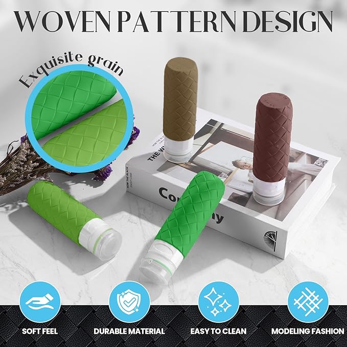 Travel Bottles for Toiletries, TSA Approved Silicone Travel Size Containers for Toiletries, BPA Free Leak Proof Refillable Essentials Accessories, Shampoo and Conditioner Bottles (Forest Green)