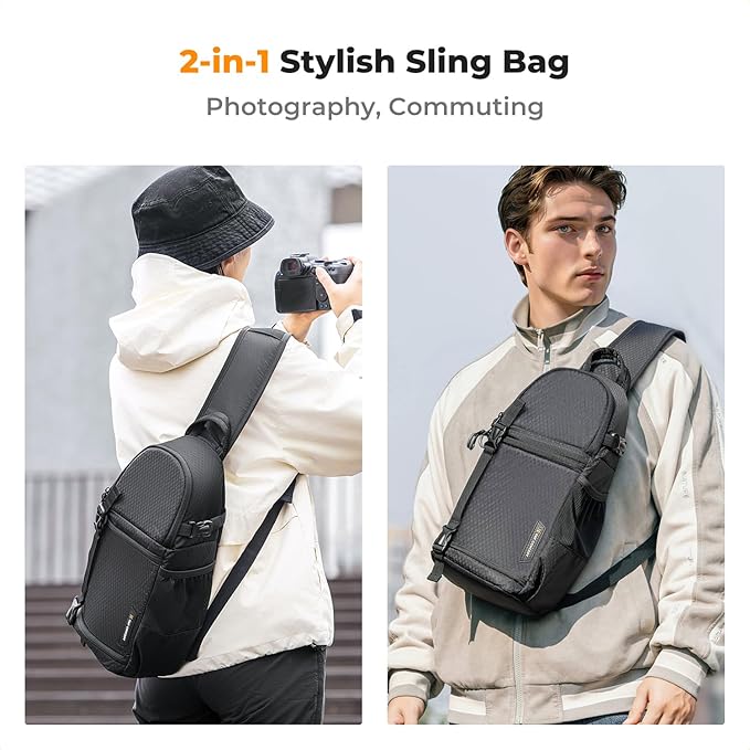 K&F CONCEPT Camera Sling Bag Crossbody Bag Camera Shoulder Backpack DSLR/SLR/Mirrorless Photography Bags Compatible with Canon/Nikon/Sony/Fuji/Gopro/DJI