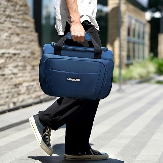 Underseat Carry On Luggage Lightweight Travel Tote Weekender Bag Overnight Duffle Bag for Travel, Travel Essentials Personal Item Travel Bag for Women and Men, Blue-16Inch