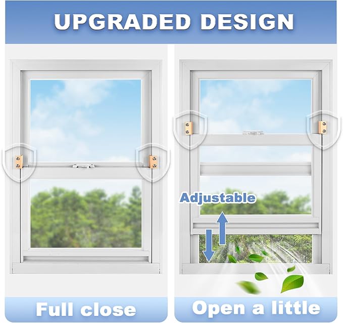 Sliding Window Locks - Adjustable Aluminum Security Locks for Horizontal & Vertical Windows (2 Sets Gold)