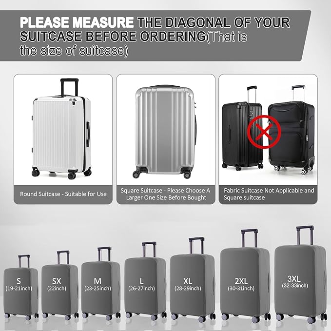 Travel Luggage Cover Suitcase Protector Scratch-Resistant Fit 19-31 Inch Suitcase, Not Included Suitcase (Slate Gray, S(19-21 inch))