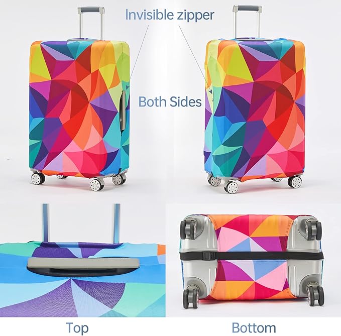 Travelkin Luggage Covers For Suitcase Tsa Approved,Suitcase Cover Protector Fit 18-32 Inch Luggage (Colorful Geometry, S)