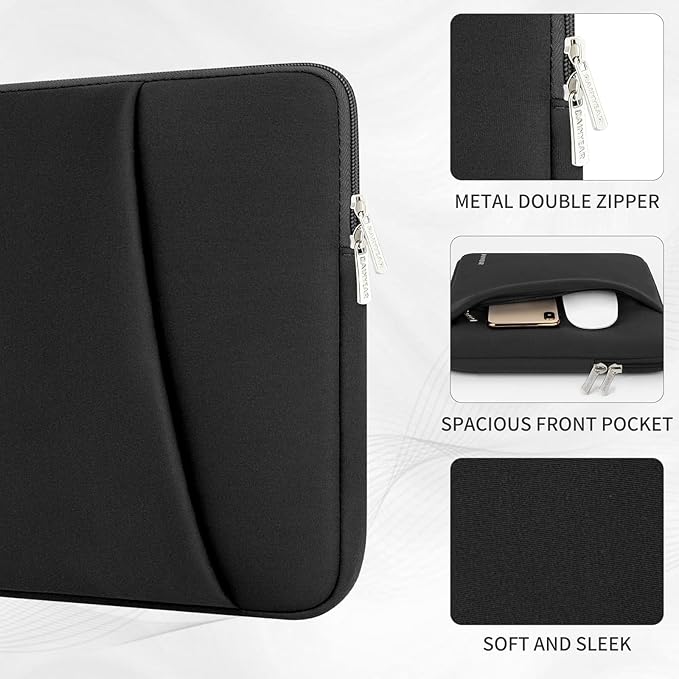 RAINYEAR Laptop Sleeve Case with Front Pocket, 17 Inch Protective Portable Case with Front Pocket, Briefcase Laptop Carrying Bag Cover Compatible for HP/Dell/Lenovo/Asus/Acer, Black