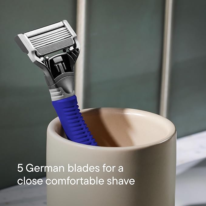 Harry's Shaving Kit for Men - Razor Handle and 3 Razor Blade Refill Cartridges - Ocean Blue