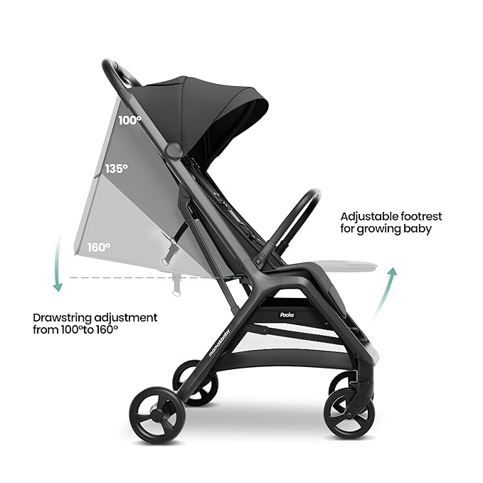 MAMA & BABY Packa Compact Travel Stroller – Lightweight, One-Hand Auto Folding, Portable & Lie-Flat Baby Stroller, Newborns and Toddlers Stroller with UPF 50+ Canopy & Mesh Ventilation