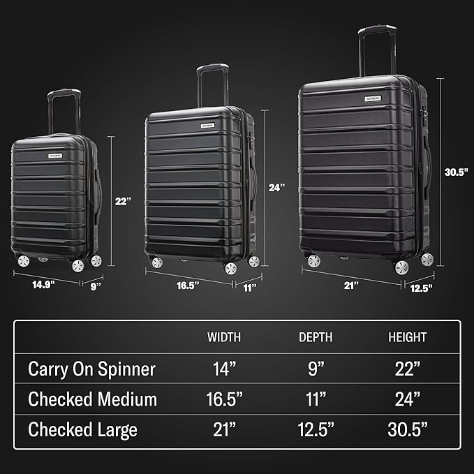 Samsonite Omni 2 24-Inch Medium Checked Hardside Luggage with 360° Spinner Wheels - Scratch Resistant Hardshell - TSA Lock - Expandable Polycarbonate Shell for Lightweight Travel - Artic Silver