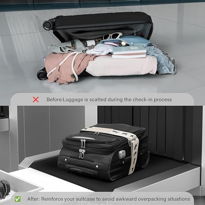 Luggage Straps for Suitcases,Adjustable Luggage Elastic Belt, Travel Essentials for Airport,Station, Vibrant Designs, (Aquatic Orchid)