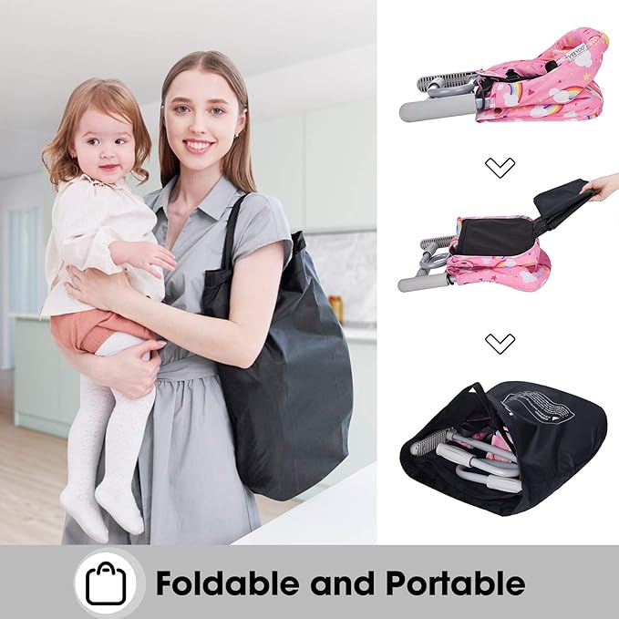 Hook On Chair, VEEYOO Clip On High Chair Folding Fast Table Chair with Storage Bag, Portable Baby Feeding Seat Attach to Table for Home and Travel