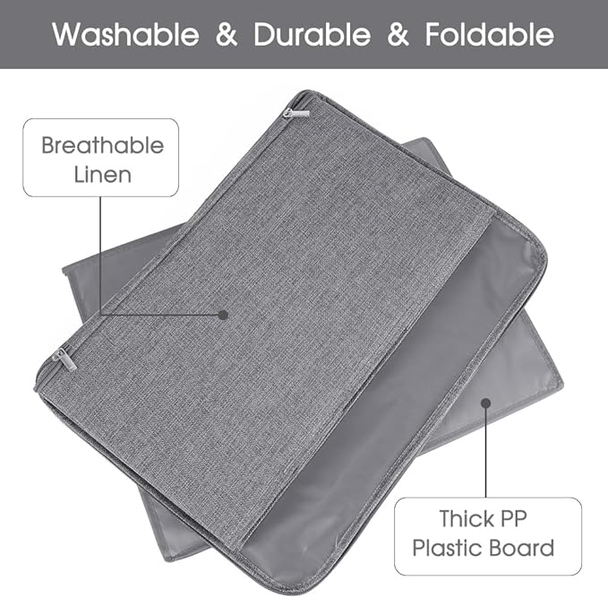 ANMINY 2PCS Storage Bins with Zipper Lids 36 Qt Lidded Fabric Storage Boxes Baskets Cubes with Handles Collapsible Washable Cotton Linen Closet Shelf Clothes Organizer Containers - Gray, Large